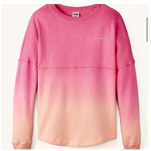 Pink ombré varsity crew sweatshirt